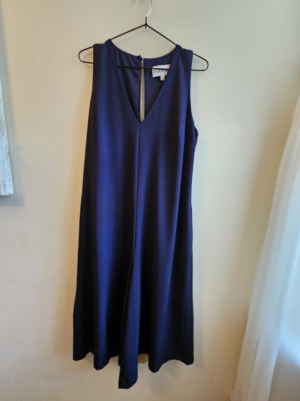 Nicole Miller Navy Sleeveless V-Neck A-Line Dress